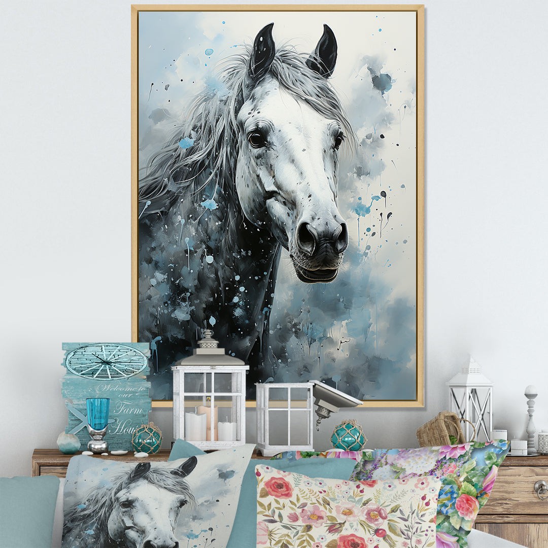Surrealism Inspired Painting Showcasing A Horse - Gray Horse Wall Art
