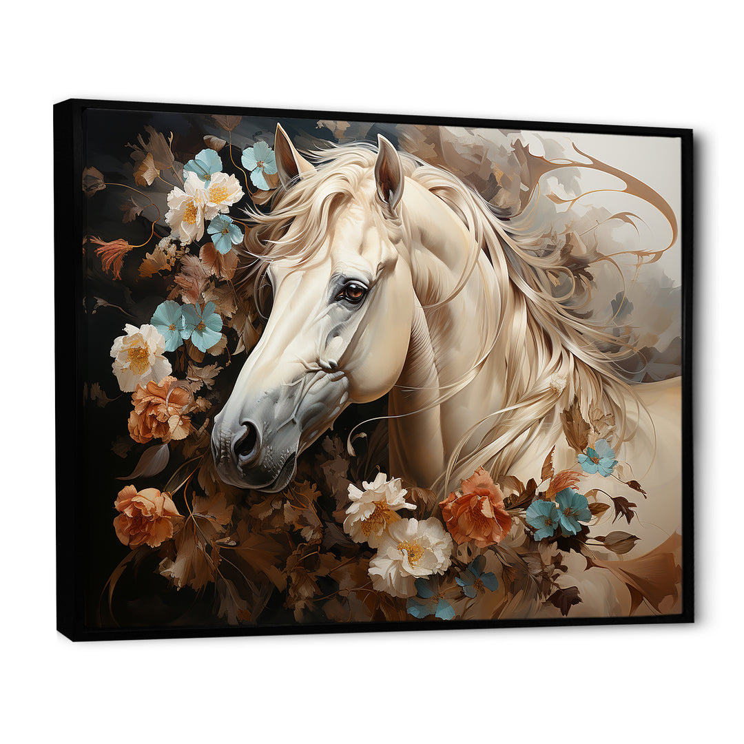Blooming Horse Symbolism - Horse Framed Canvas Art