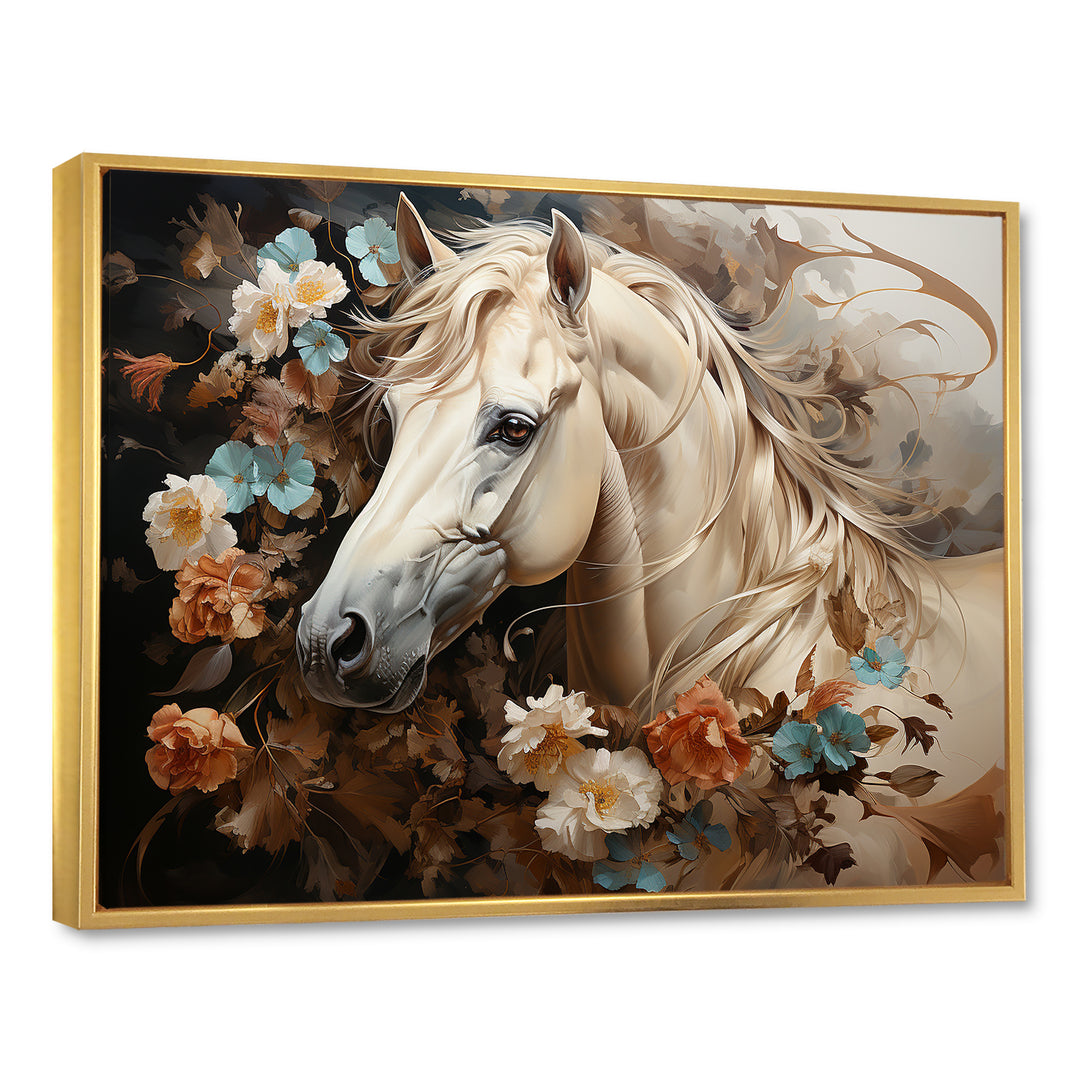 Blooming Horse Symbolism - Horse Framed Canvas Art