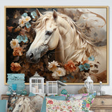 Blooming Horse Symbolism - Horse Framed Canvas Art