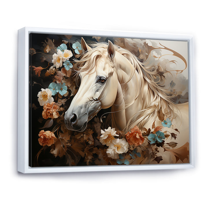 Blooming Horse Symbolism - Horse Framed Canvas Art