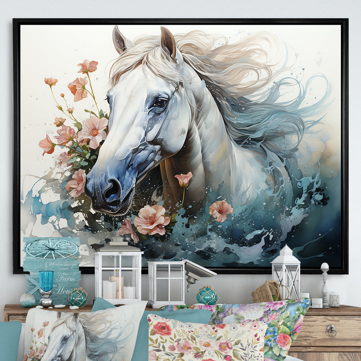 Watercolor Galloping Horse - Horse Canvas Wall Art