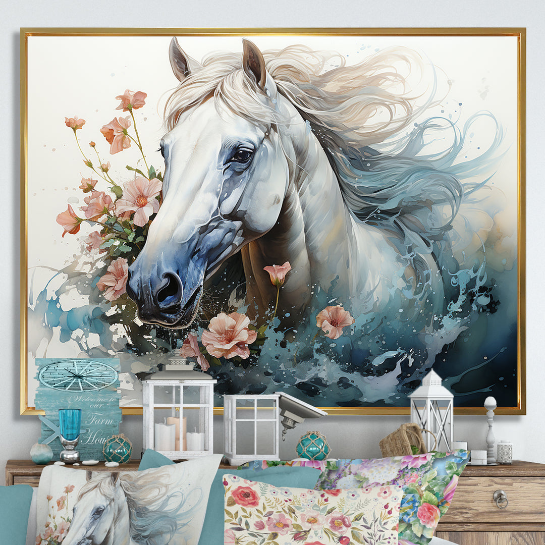 Watercolor Galloping Horse - Horse Canvas Wall Art
