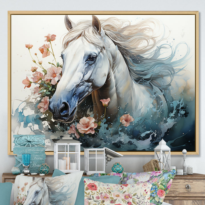 Watercolor Galloping Horse - Horse Canvas Wall Art