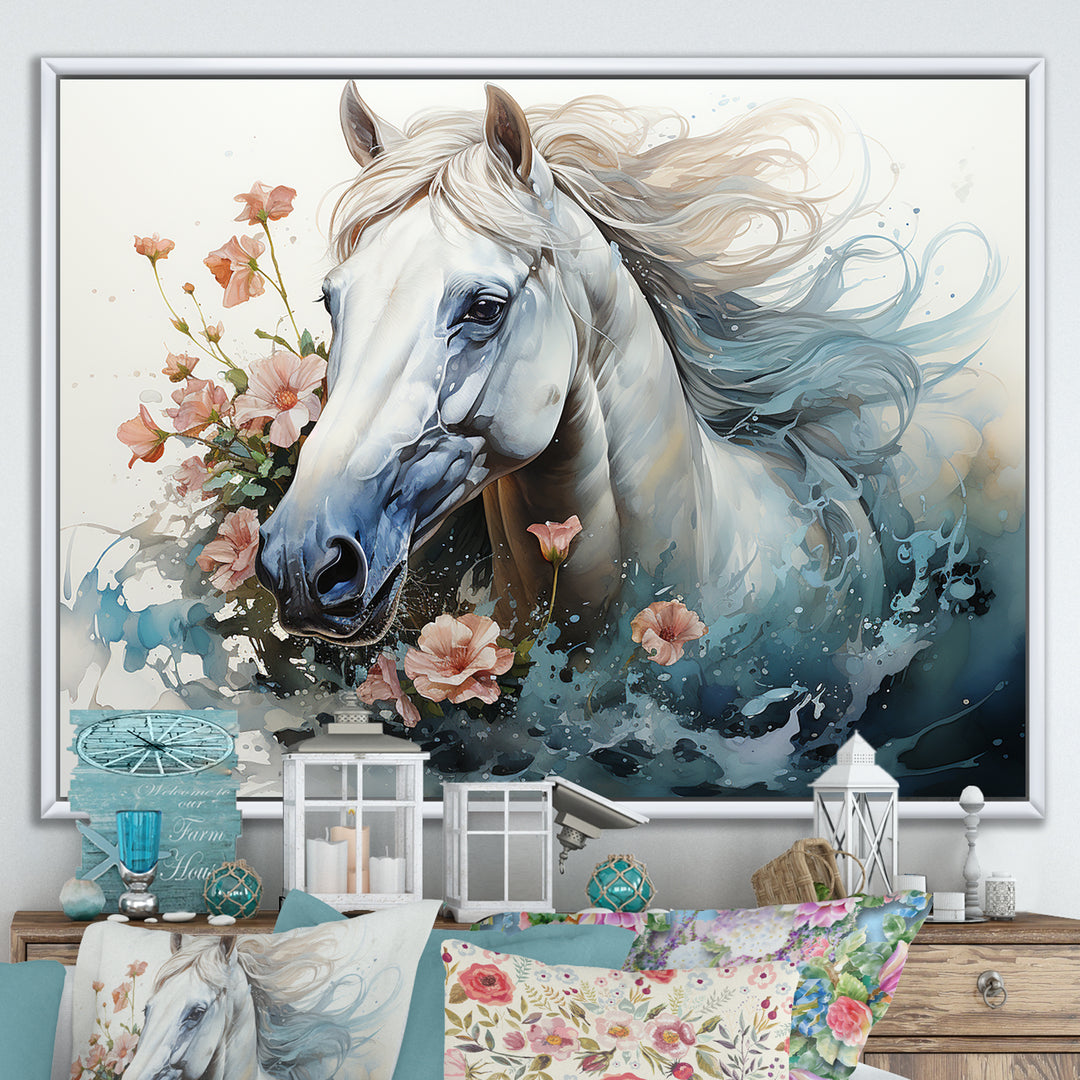 Watercolor Galloping Horse - Horse Canvas Wall Art