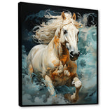 Whimsical Of A Horse Cantering In Fog - Beige Horse Wall Art