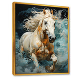 Whimsical Of A Horse Cantering In Fog - Beige Horse Wall Art