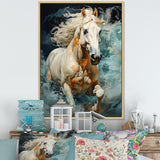 Whimsical Of A Horse Cantering In Fog - Beige Horse Wall Art