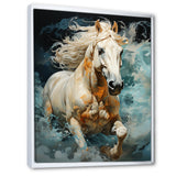 Whimsical Of A Horse Cantering In Fog - Beige Horse Wall Art
