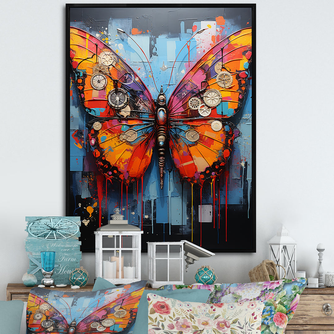 Street Art Colorful Butterfly - Multi-Color Butterfly Wall Art