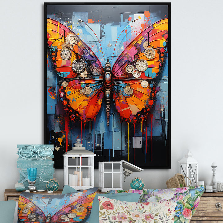 Street Art Colorful Butterfly - Multi-Color Butterfly Wall Art