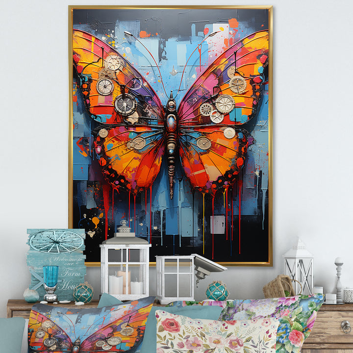 Street Art Colorful Butterfly - Multi-Color Butterfly Wall Art