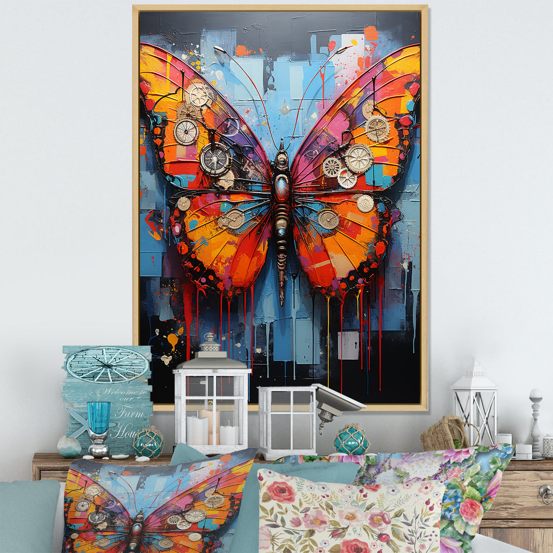 Street Art Colorful Butterfly - Multi-Color Butterfly Wall Art
