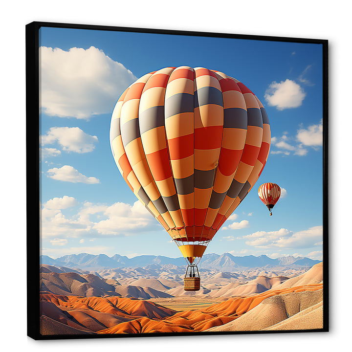 Abstract Colorful Balloon Soaring - Hot Air Balloon Canvas Wall Art