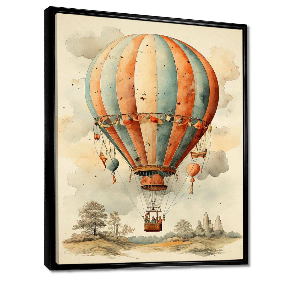 Classic Hot Air Balloon Charm I - Transportation Canvas Wall Art