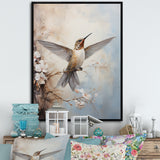 Fluttering Floral Hummingbird - Hummingbird Framed Canvas Art
