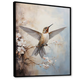 Fluttering Floral Hummingbird - Hummingbird Framed Canvas Art