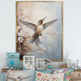 Fluttering Floral Hummingbird - Hummingbird Framed Canvas Art