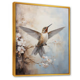 Fluttering Floral Hummingbird - Hummingbird Framed Canvas Art