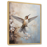 Fluttering Floral Hummingbird - Hummingbird Framed Canvas Art