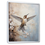 Fluttering Floral Hummingbird - Hummingbird Framed Canvas Art