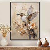 Fluttering Floral Hummingbird I - Animals Canvas Wall Art