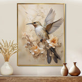 Fluttering Floral Hummingbird I - Animals Canvas Wall Art