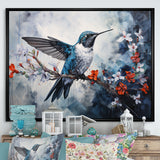 Hummingbird Floral Harmony - Hummingbird Large Canvas Wall Art