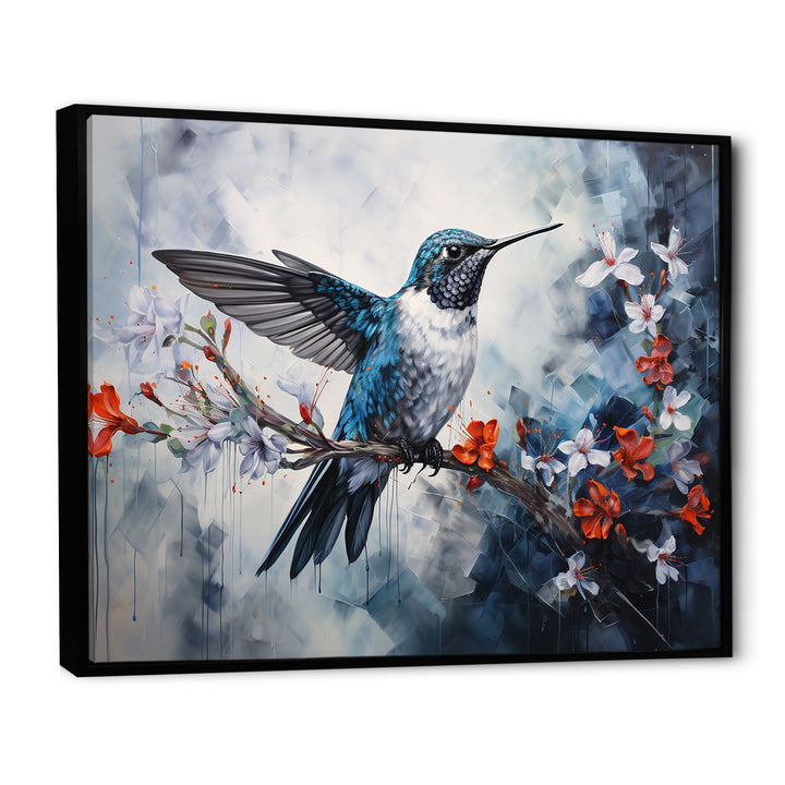 Hummingbird Floral Harmony - Hummingbird Large Canvas Wall Art