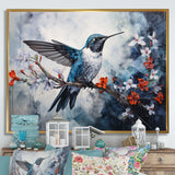 Hummingbird Floral Harmony - Hummingbird Large Canvas Wall Art