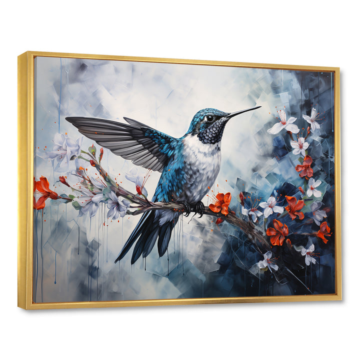 Hummingbird Floral Harmony - Hummingbird Large Canvas Wall Art
