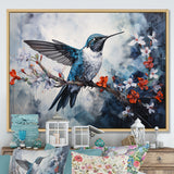 Hummingbird Floral Harmony - Hummingbird Large Canvas Wall Art