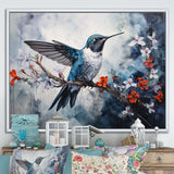 Hummingbird Floral Harmony - Hummingbird Large Canvas Wall Art