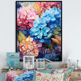 Blue And Orange Hydrangea Blooming II - Floral Canvas Wall Art