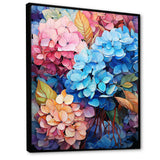 Blue And Orange Hydrangea Blooming II - Floral Canvas Wall Art