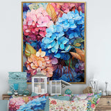 Blue And Orange Hydrangea Blooming II - Floral Canvas Wall Art