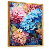 Blue And Orange Hydrangea Blooming II - Floral Canvas Wall Art