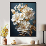 Baroque Hydrangea White And Gold I - Floral Canvas Wall Art