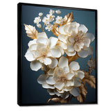 Baroque Hydrangea White And Gold I - Floral Canvas Wall Art