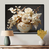 Baroque Hydrangea White And Gold VII - Floral Canvas Wall Art