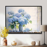 Blue Hydrangea Farmhouse Still Life - Floral Canvas Wall Art