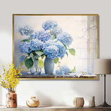 Blue Hydrangea Farmhouse Still Life - Floral Canvas Wall Art