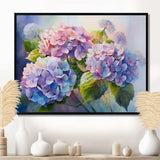 Pink And Purple Hydrangea Sunset - Floral Canvas Wall Art