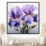 Purple Irises Realistic Splendor - Floral Canvas Wall Art