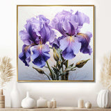 Purple Irises Realistic Splendor - Floral Canvas Wall Art