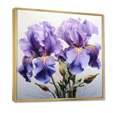 Purple Irises Realistic Splendor - Floral Canvas Wall Art