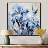 Blue And White Garden Of Irises - Floral Canvas Wall Art