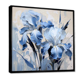 Blue And White Garden Of Irises - Floral Canvas Wall Art