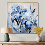 Blue And White Garden Of Irises - Floral Canvas Wall Art