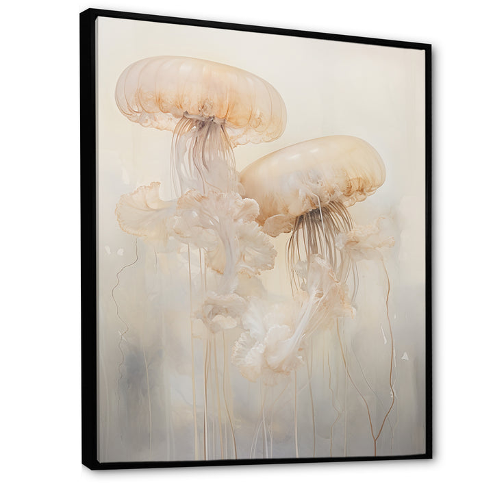 Minimalism White Jellyfish Dreams - Jellyfish Canvas Wall Art